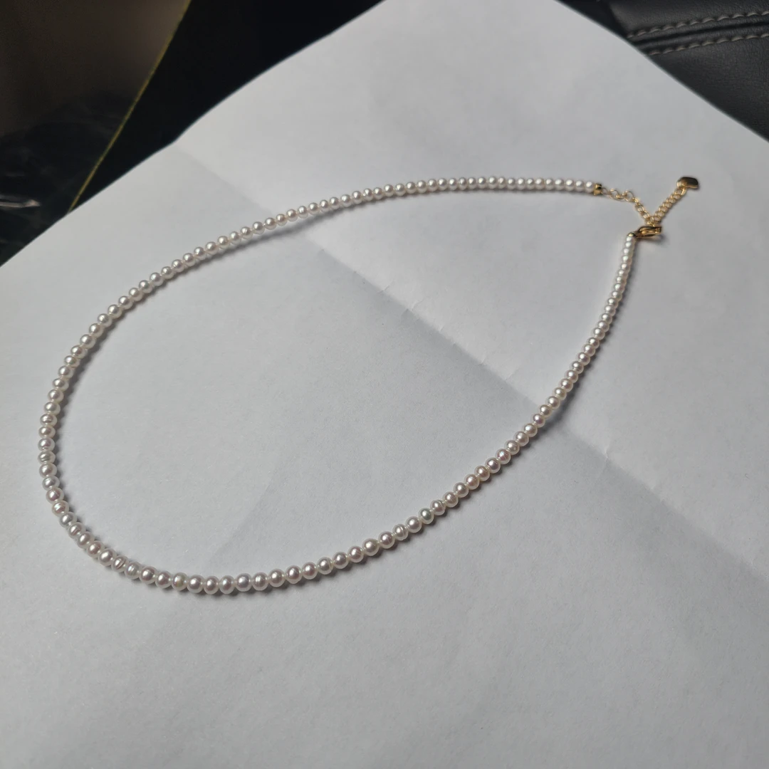【毕业级小米】淡水真珍珠3.5-4.5mm小米珠项链 进口合金【X5438002】