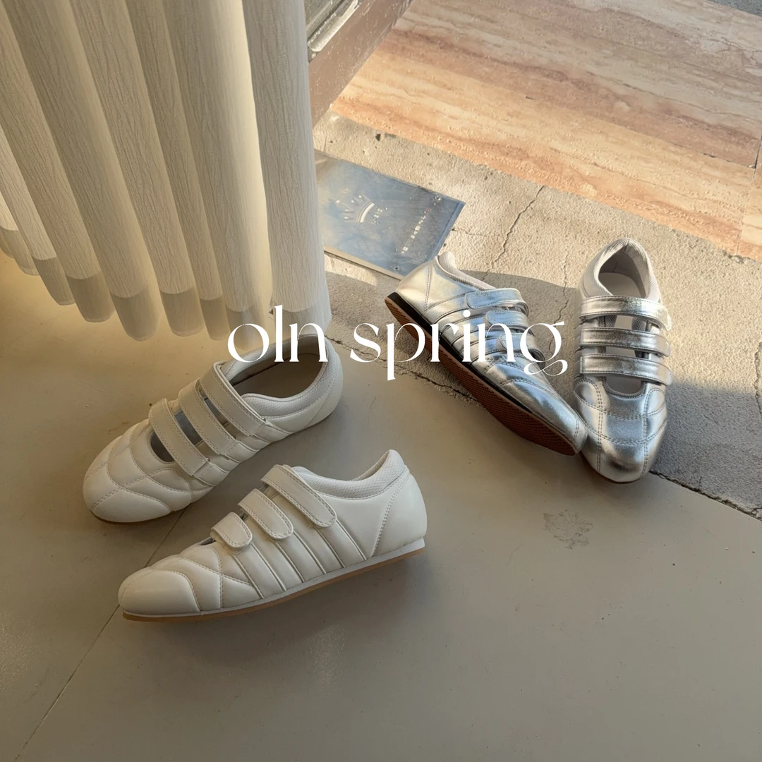 oln spring ｜内增高韩国2025春款魔术贴芭蕾德训鞋