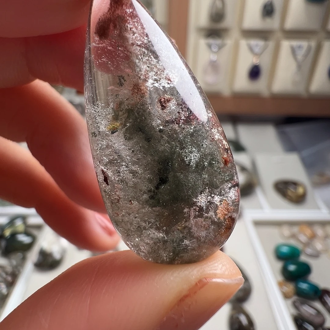 水晶颈饰银S925镶嵌天然幽灵水晶