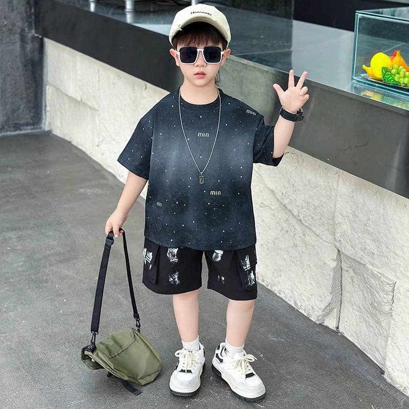 男童夏装套装2025年款潮酷痞帅童装宝宝夏季薄款衣服儿童网红服装