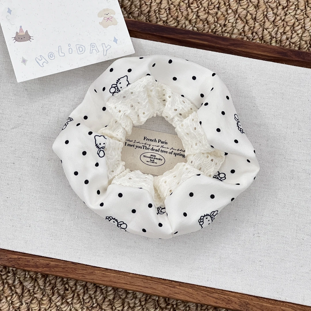 Hellokitty凯蒂猫发圈少女韩系镂空蕾丝花边可爱发绳甜美头绳发带