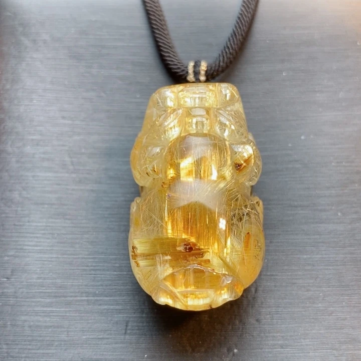 颈饰未镶嵌发晶天然金发晶貔貅吊坠