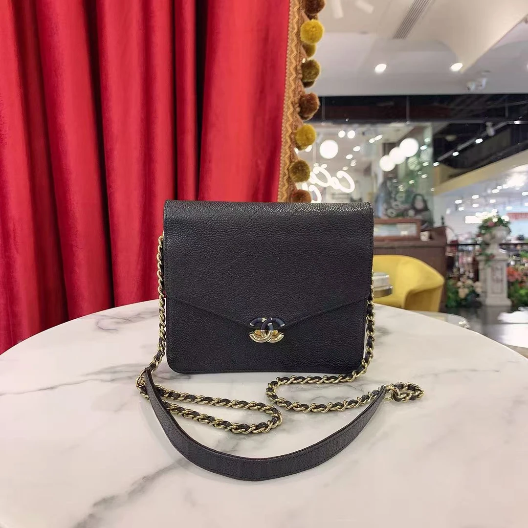 95新 Chanel/香奈儿 好好古巴woc黑金荔枝牛皮单肩包25开71773076