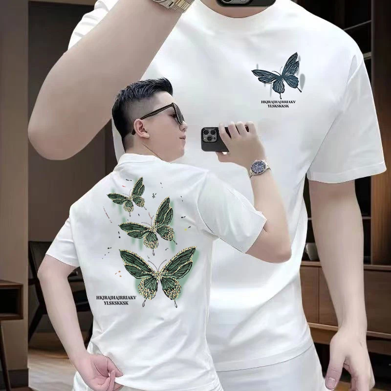 2025夏季时尚网红短袖百搭潮春夏流印花个性圆领设计师休闲半袖潮