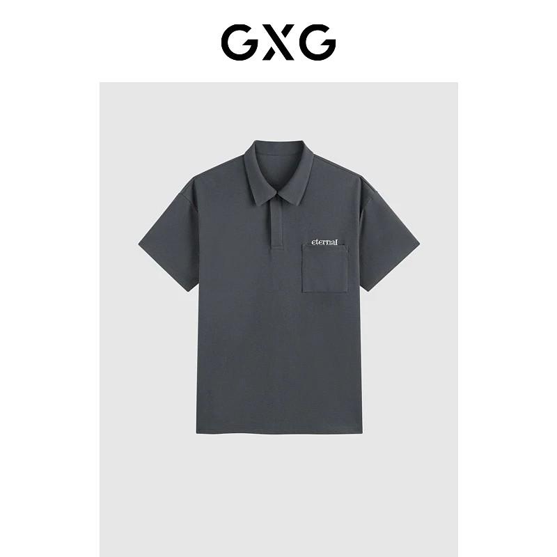 GXG男装 潮流后背精致烫钻polo衫男士 2024年夏季新品#G24X242020