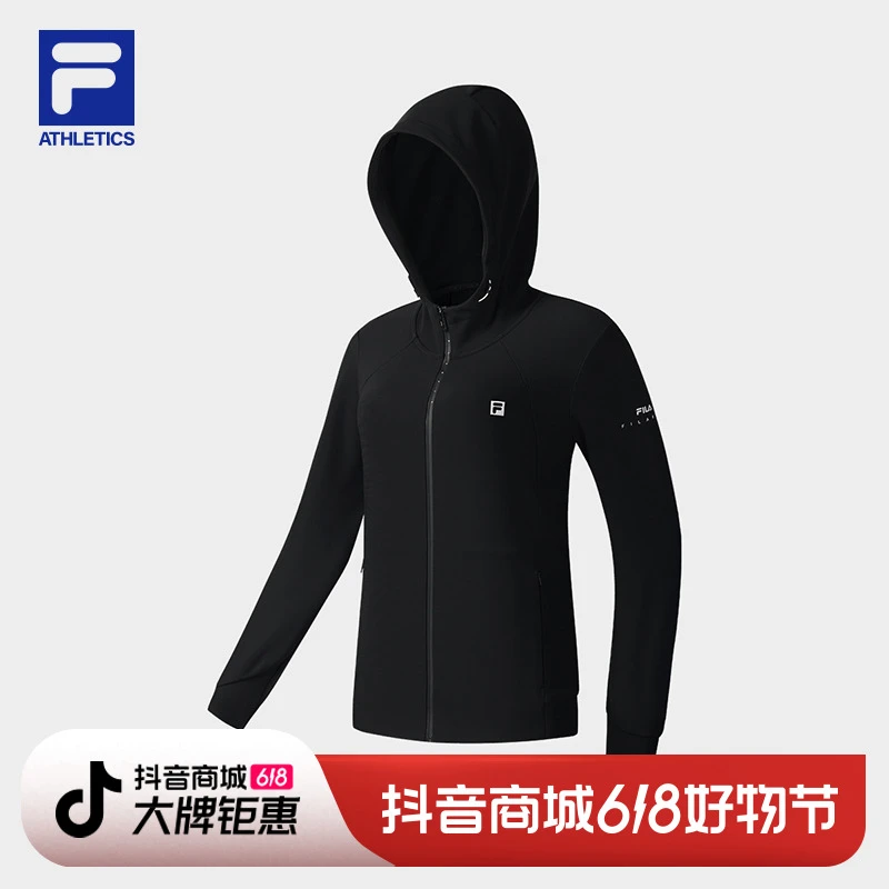 斐乐官方女士针织连帽外套2025春新款健身运动简约基础上衣