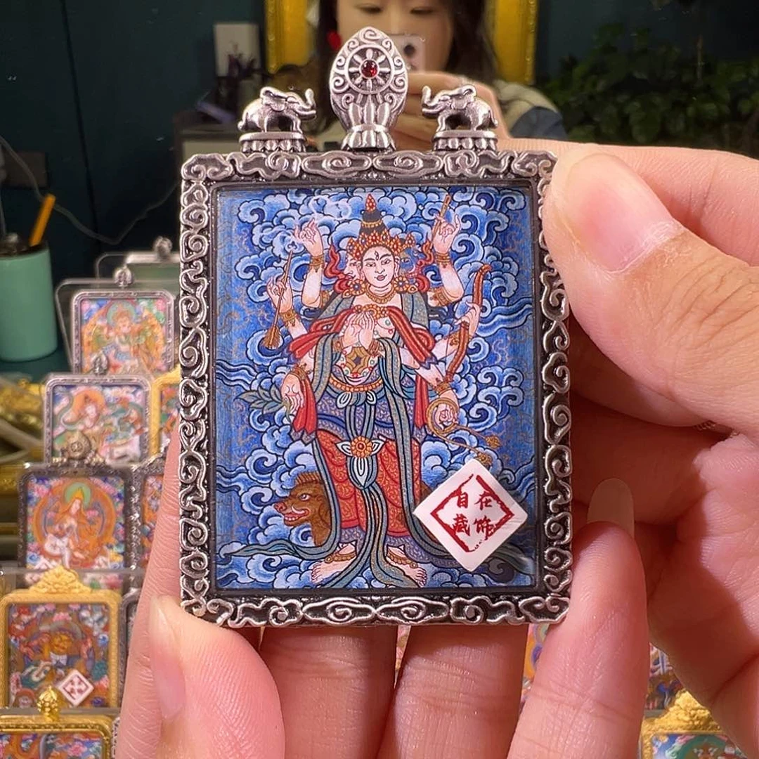 吊坠摩利支天热贡纯手绘唐卡