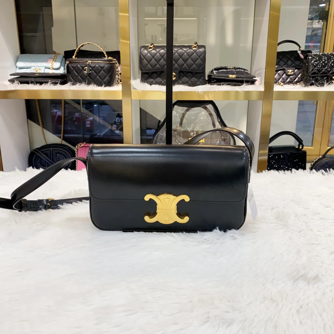 99新 Celine/思琳 赛琳凯旋门黑金腋下包