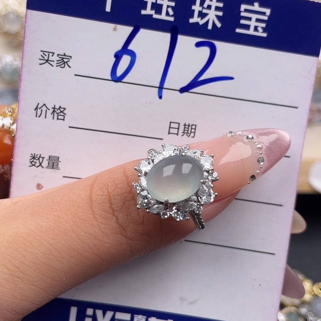 翡翠戒指银S925镶嵌33333