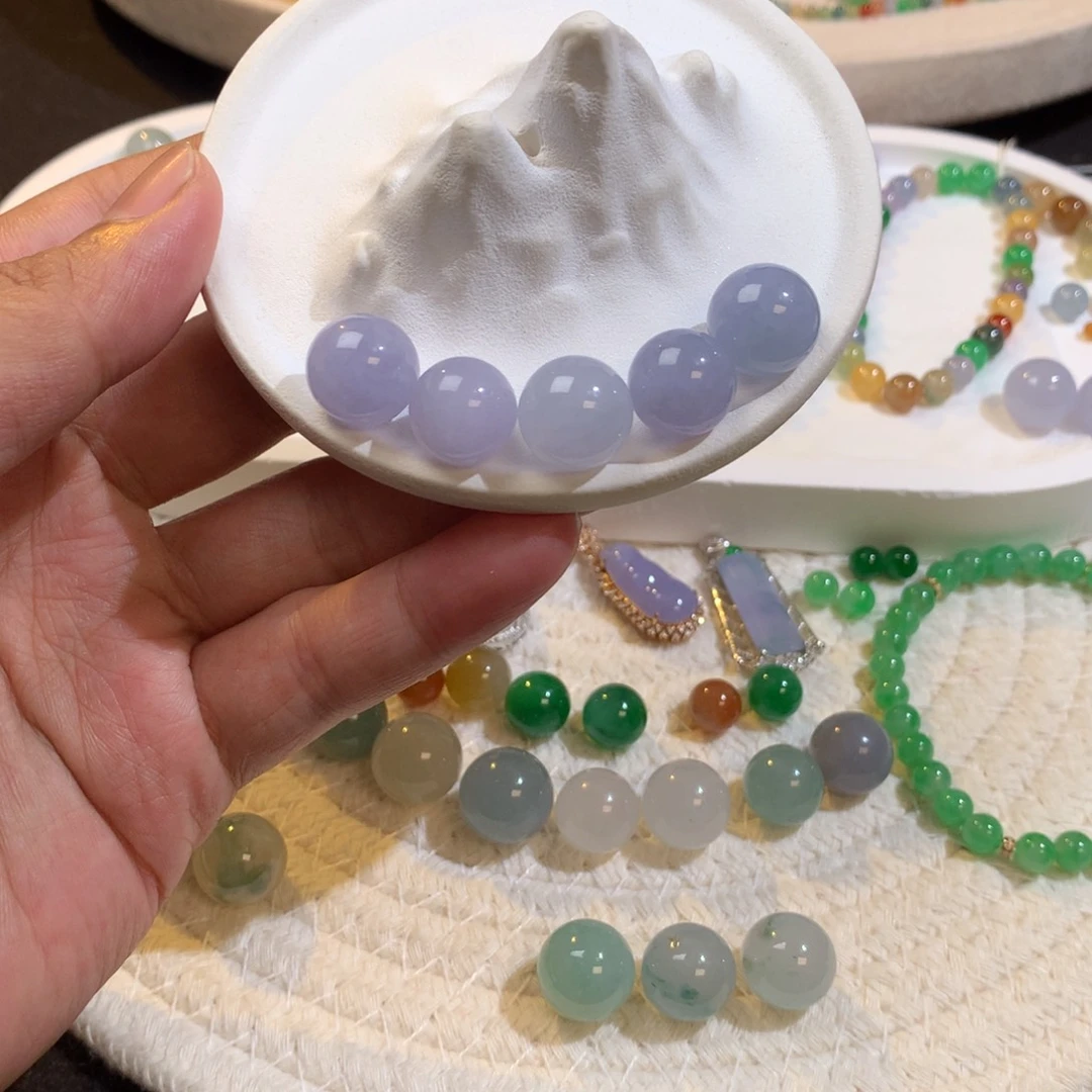 翡翠散珠紫色单珠