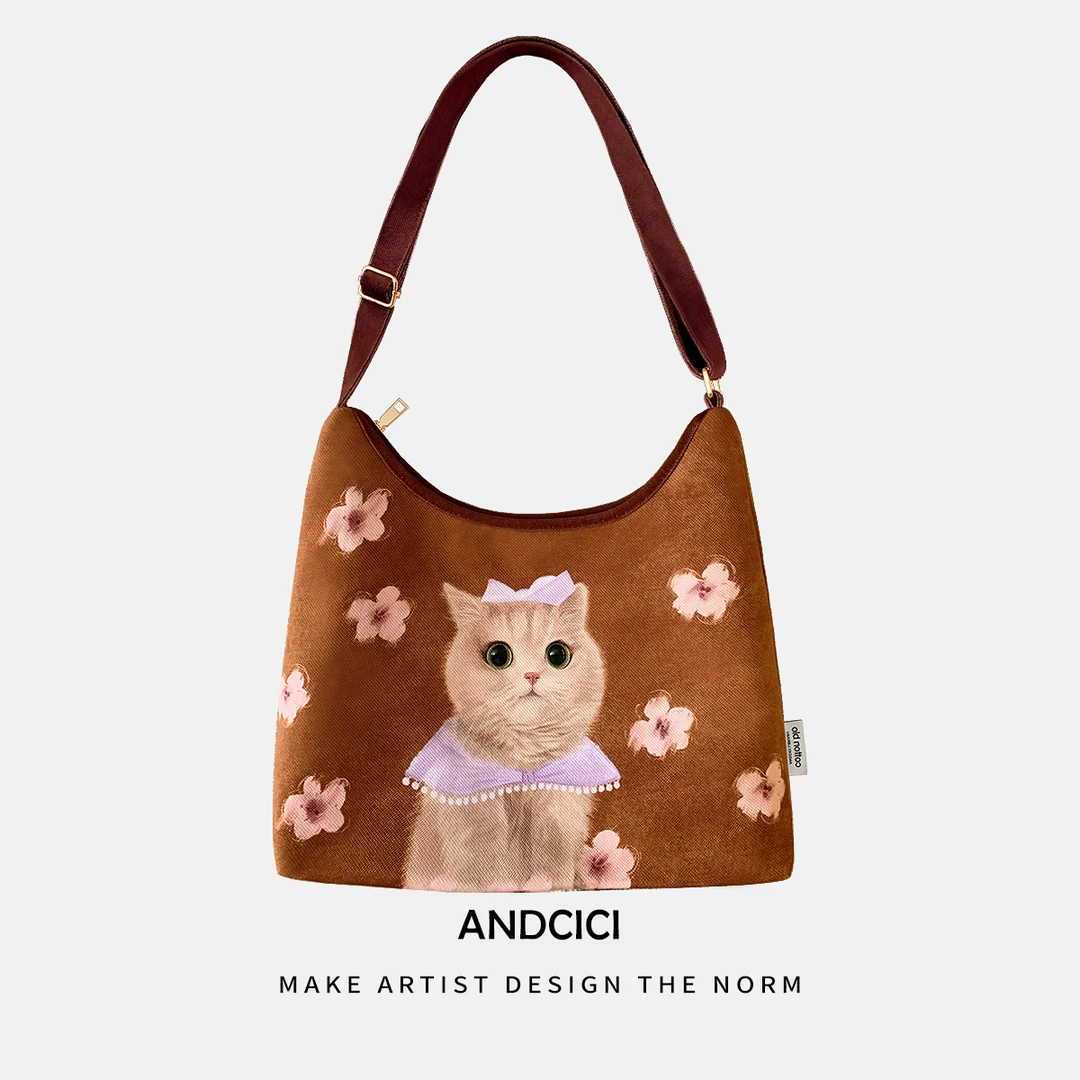 设计师新款 公主猫猫 拉链款斜挎包单肩包手提包上班通勤托特书包