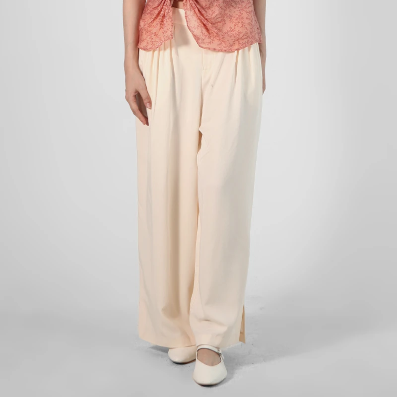 素芭时尚百搭纯色阔腿休闲裤女夏薄款褶皱设计高级感直筒裤SP0670