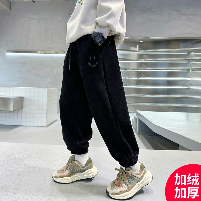 男童秋装裤子新款加绒加厚时髦男孩秋冬款休闲裤C3155
