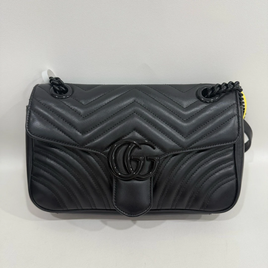 95新 GUCCI/古驰 捐金沉珠/so black马蒙26单肩