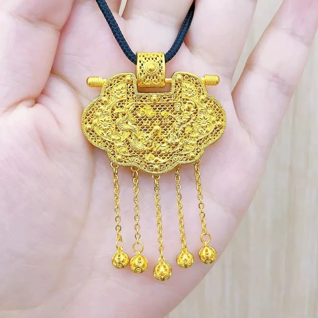 吊坠足银 吊坠足银 天子门生龙凤流苏吊坠999（配绳）