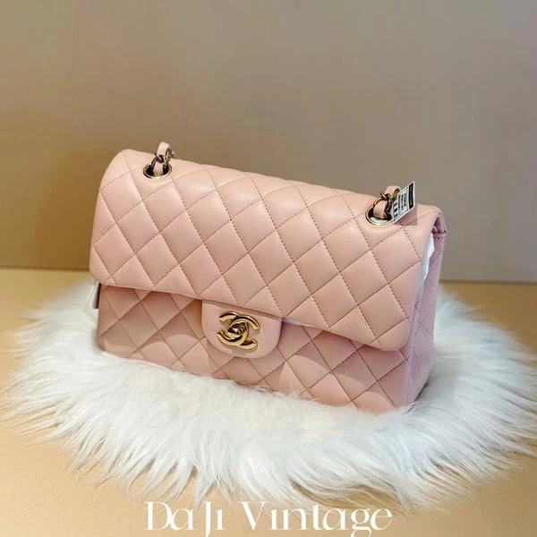 大吉中古/Chanel香奈儿粉金cf小号单肩包