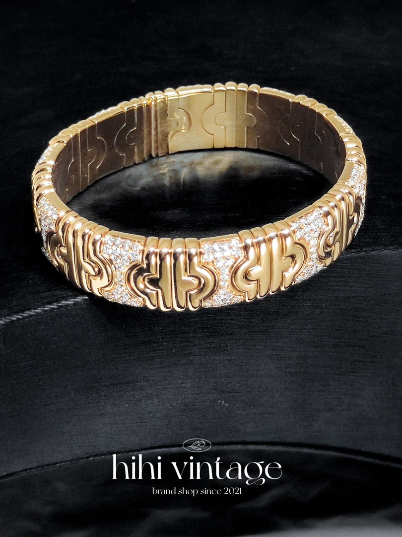 95新 BVLGARI/宝格丽 镶钻开口手镯 /17559413