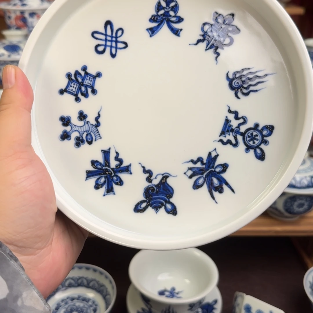 陶瓷瓷片纯手工手绘瓷瓷17.6