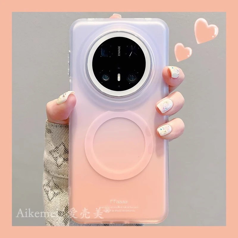 适用华为mate70pro+手机壳多巴胺双色Mate60pro+渐变内置磁吸男女