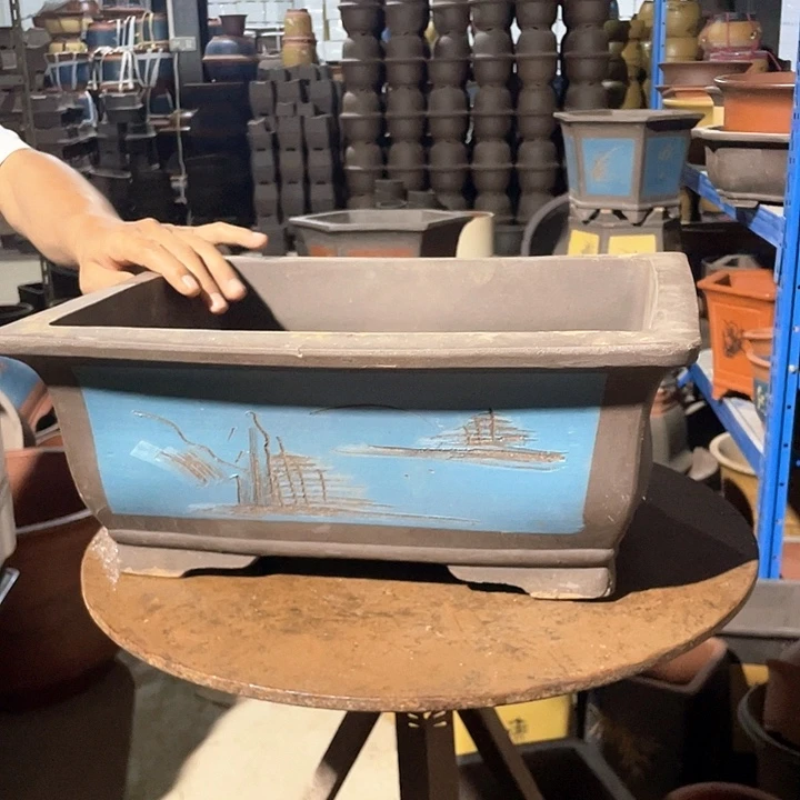 40蓝色马槽花盆花盆