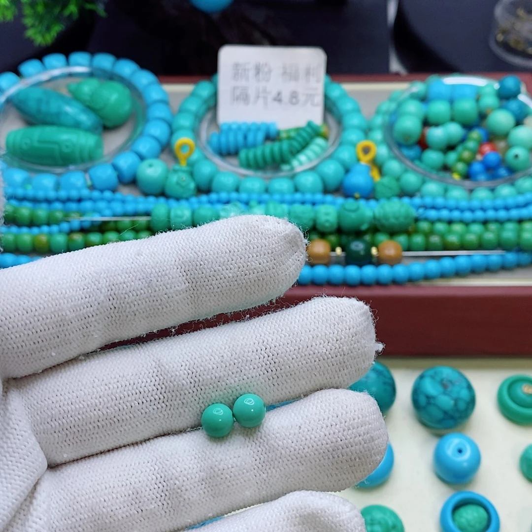 卡6mm一对绿色圆珠