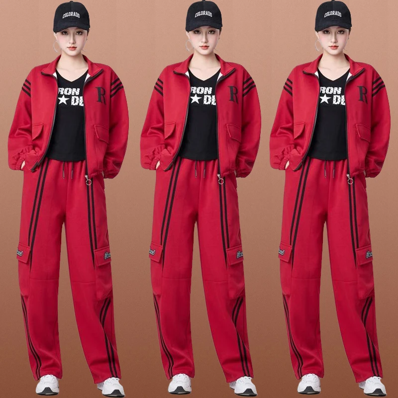 秋新款广场舞服装套装棉立领印花开衫长袖外套运动跳体操曳步舞服