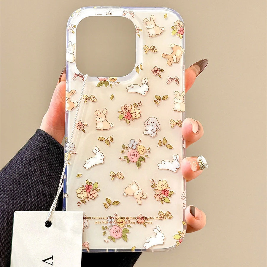 花花兔适用华为mate60苹果oppo小米15/14/13promax防摔vivo手机壳