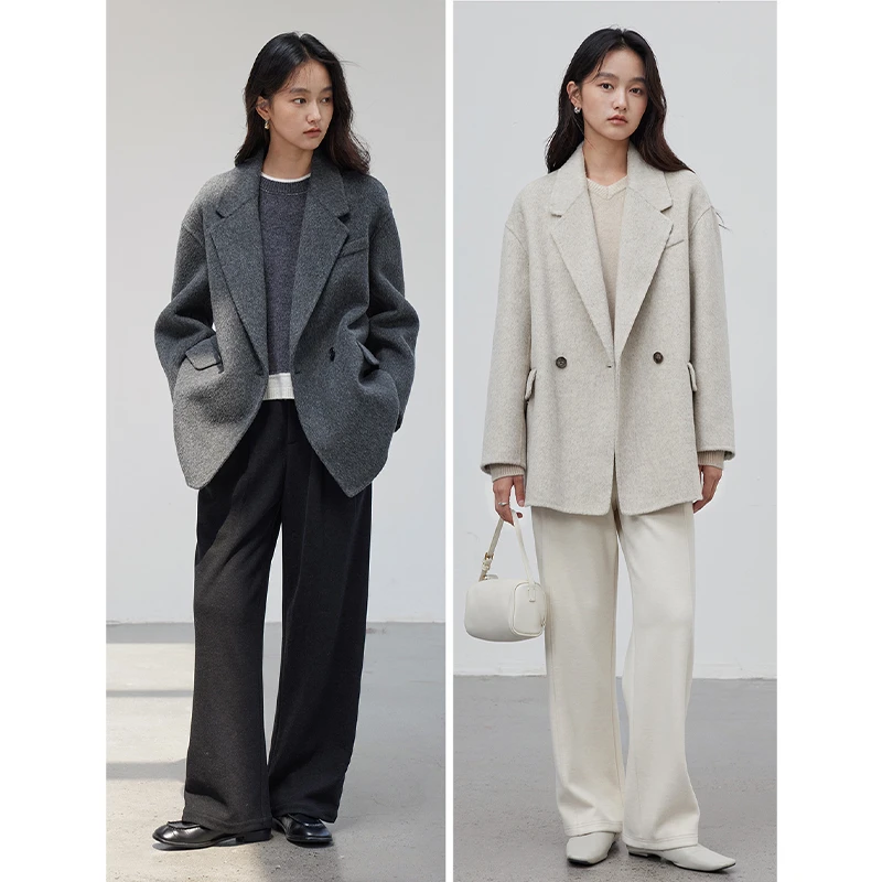 素典【简约至上】高支棉羊毛双面呢~格雷系穿搭毛呢大衣外套2886
