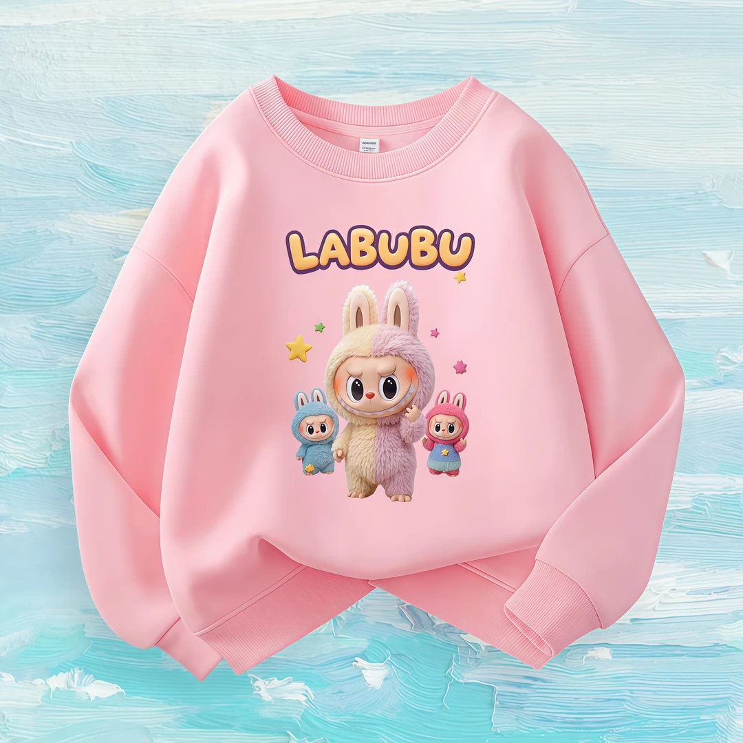 圆领长袖卫衣男女童卡通拉布布男童春秋新款可爱中小儿童休闲百搭