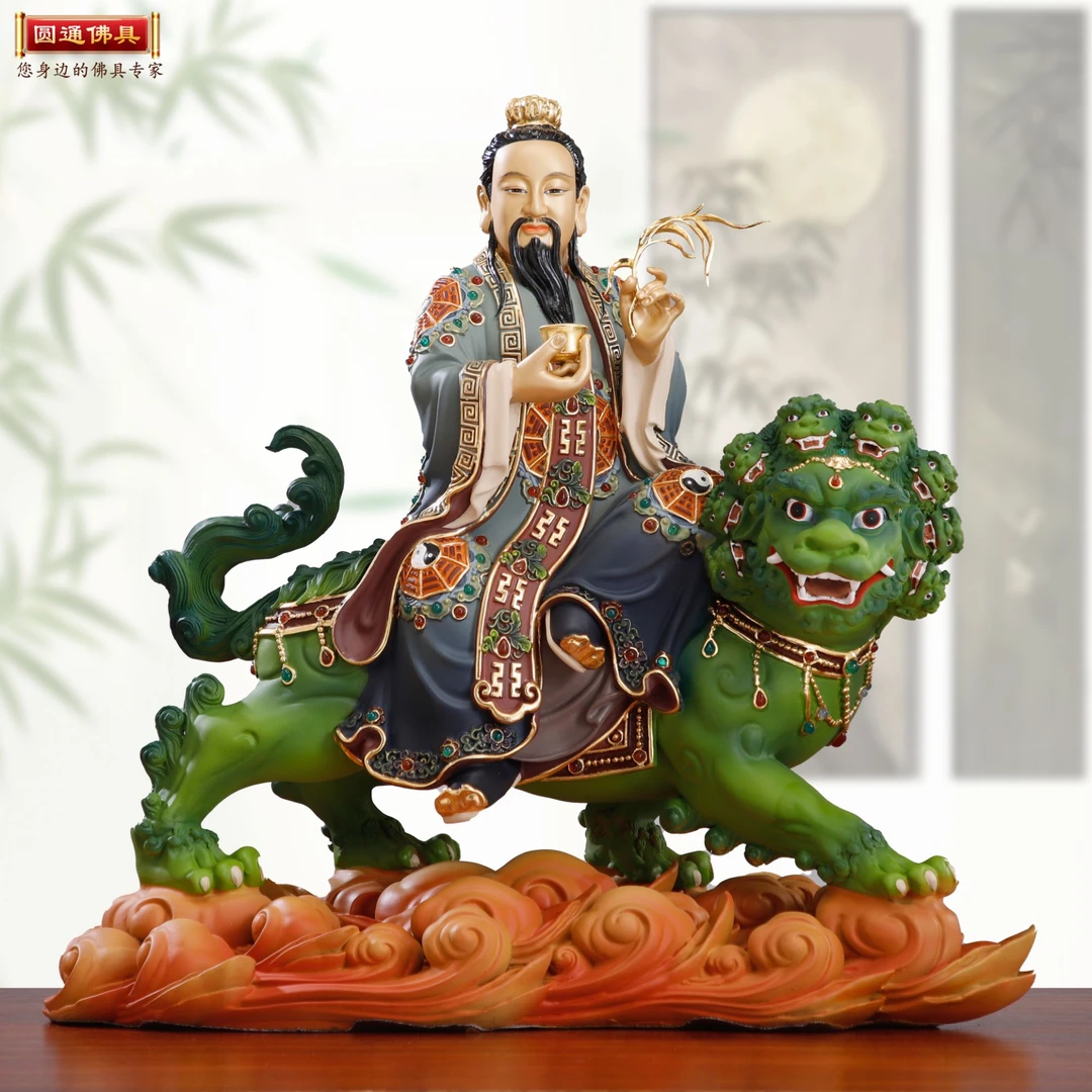 圆通黄铜太乙救苦天尊佛像博古彩绘家居中式摆件装饰青华大帝摆件