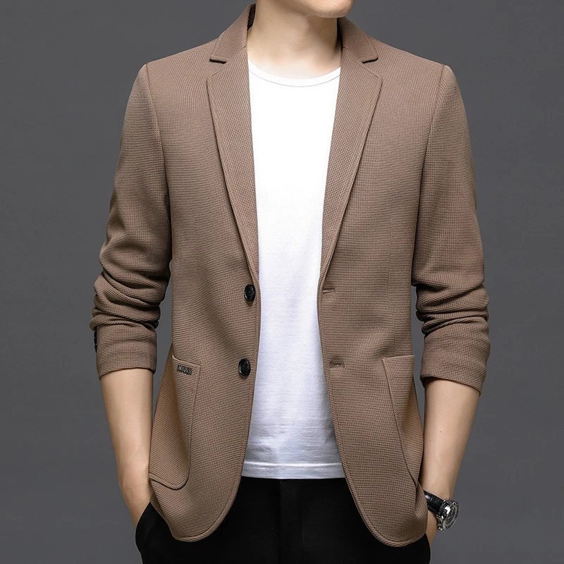 秋冬新款男士休闲西装纯色单件韩版潮流洋气百搭西服外套