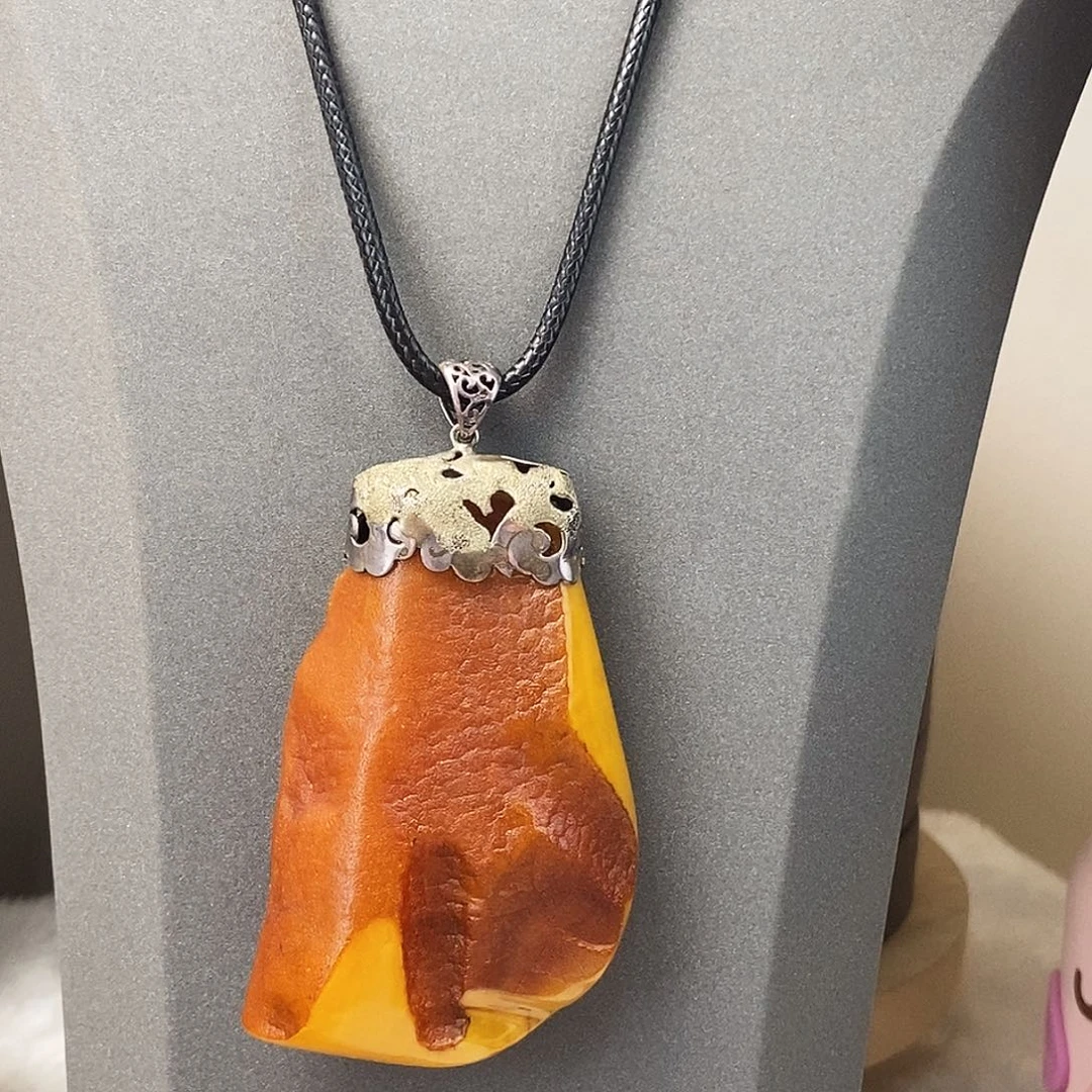 琥珀银S925镶嵌颈饰