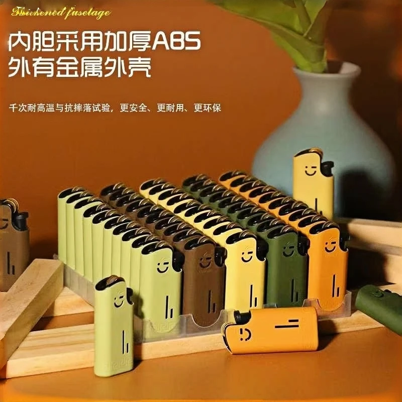 耐用创意打火机批发零售家用个性拇指迷你莫兰迪金属套砂轮打火机