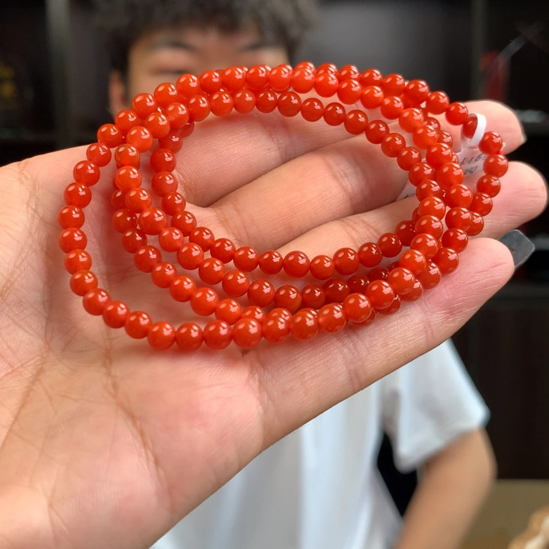 南红玛瑙未镶嵌南红玛瑙辣椒红卡4多绕