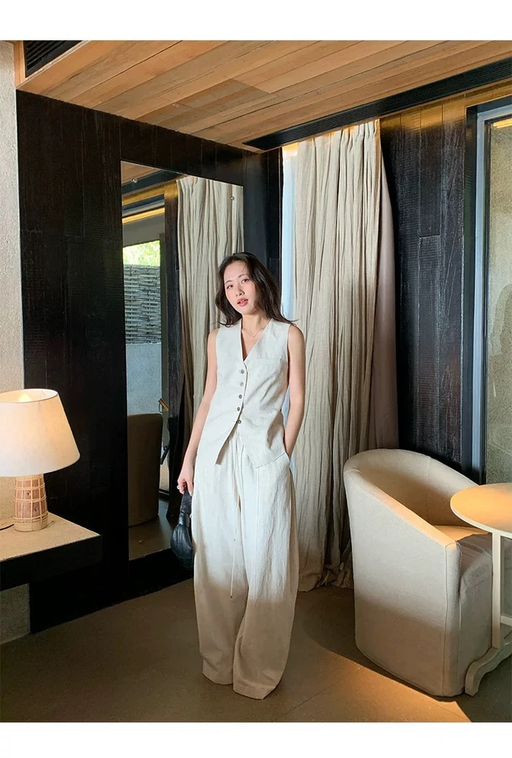 27787南油高货极简老钱风显瘦时尚阔腿裤套装899609裤长102