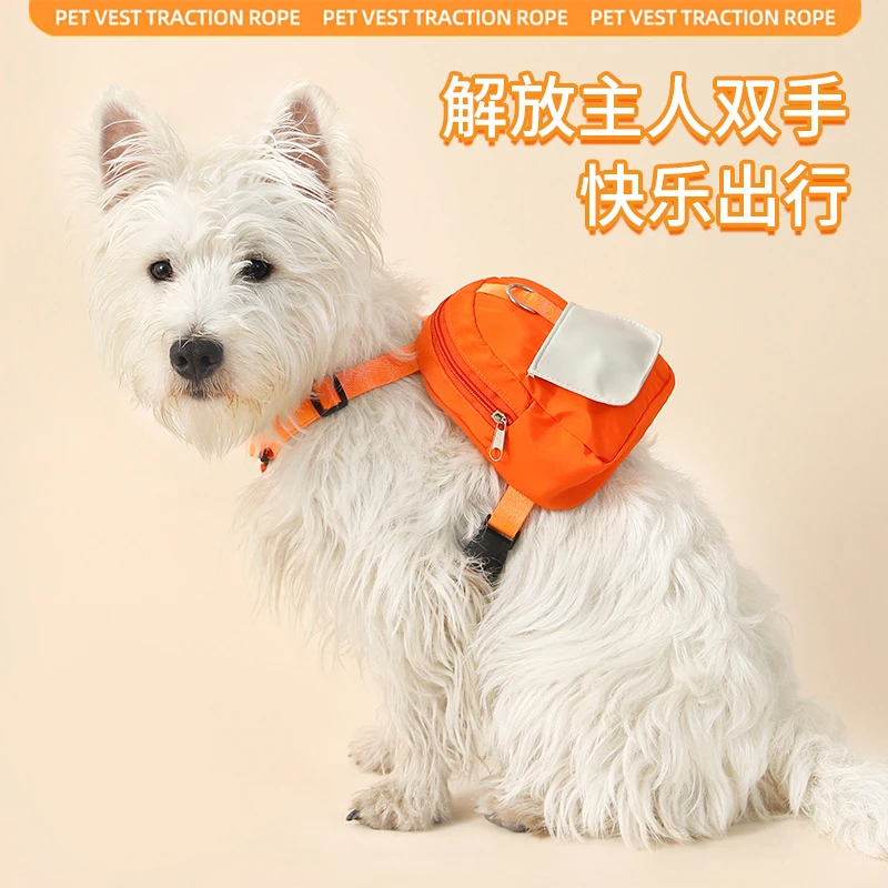 CK便携宠物背包遛狗牵引绳狗用自背猫咪小型犬柯基泰迪胸背带书包