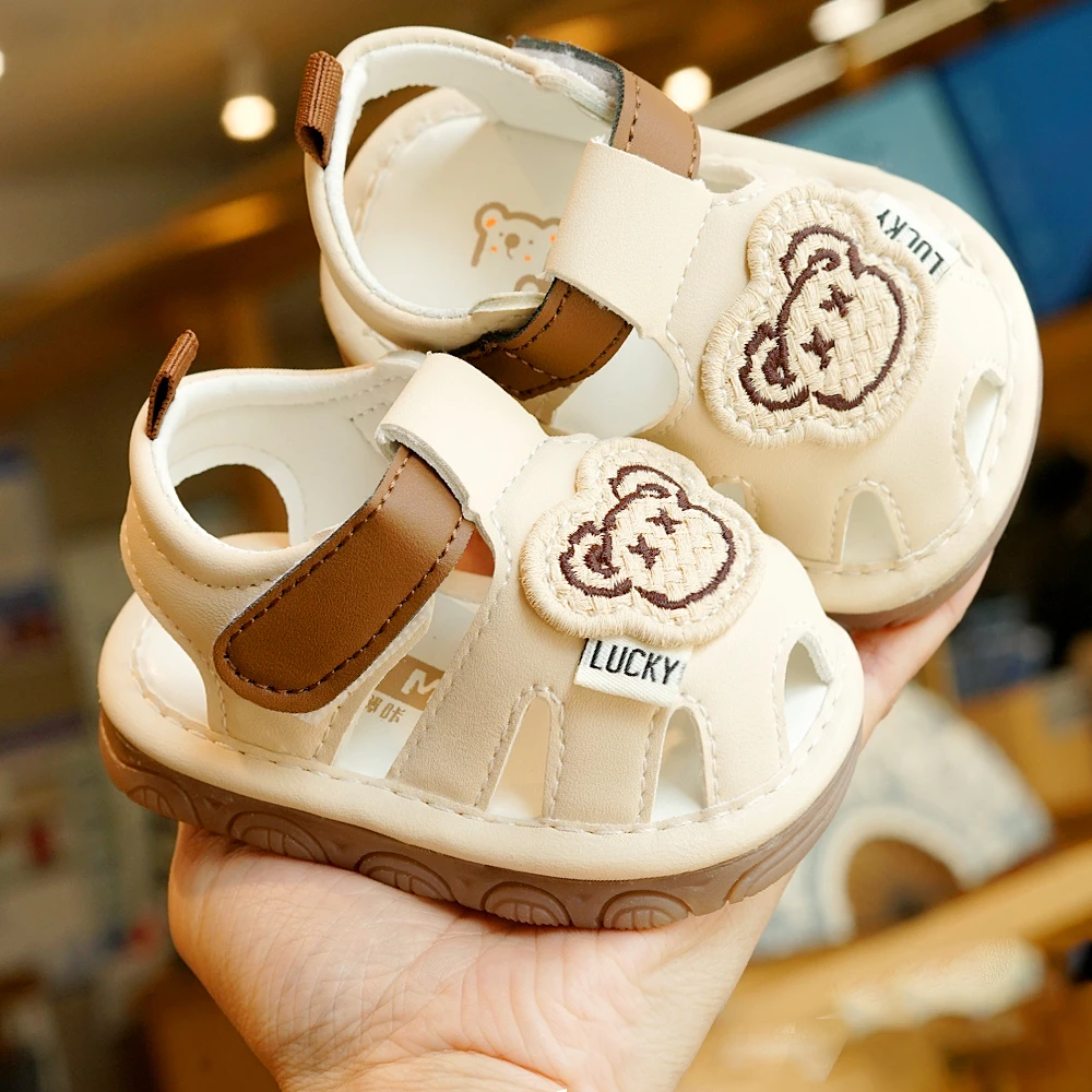 夏季学步透气凉鞋0-1岁男女宝宝婴儿鞋子软底防滑卡通叫叫鞋