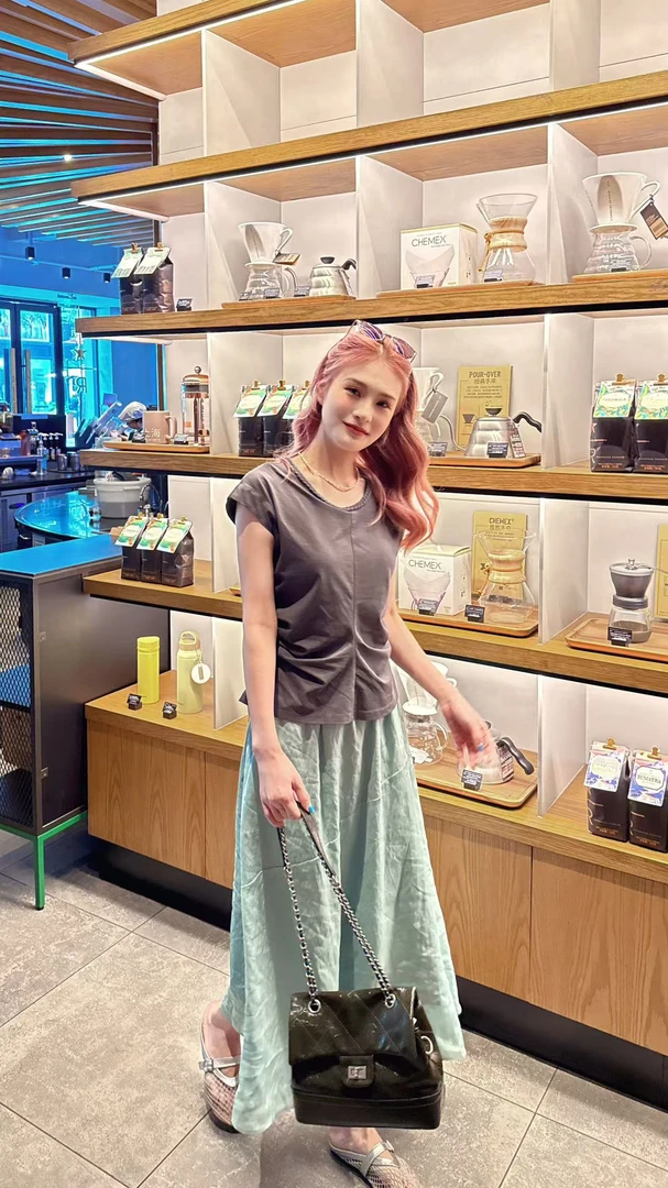 【慕莎服飾】褶皱收腰上衣➕裙子套装#90031