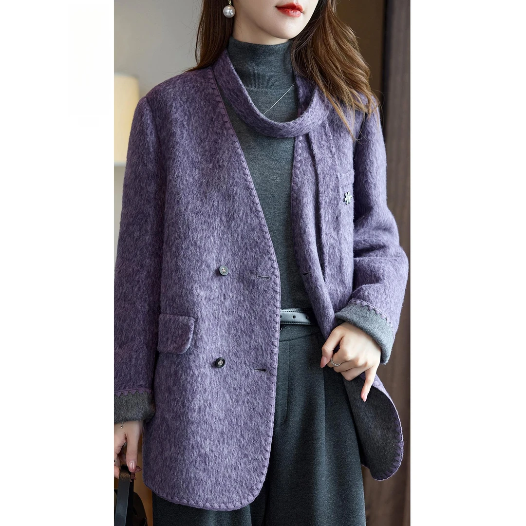 小香风通勤百搭双面呢大衣女秋冬新款时尚优雅显白羊毛呢外套减龄