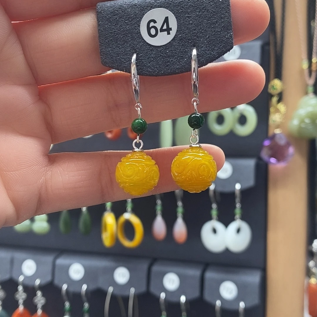 翡翠银S925镶嵌耳饰