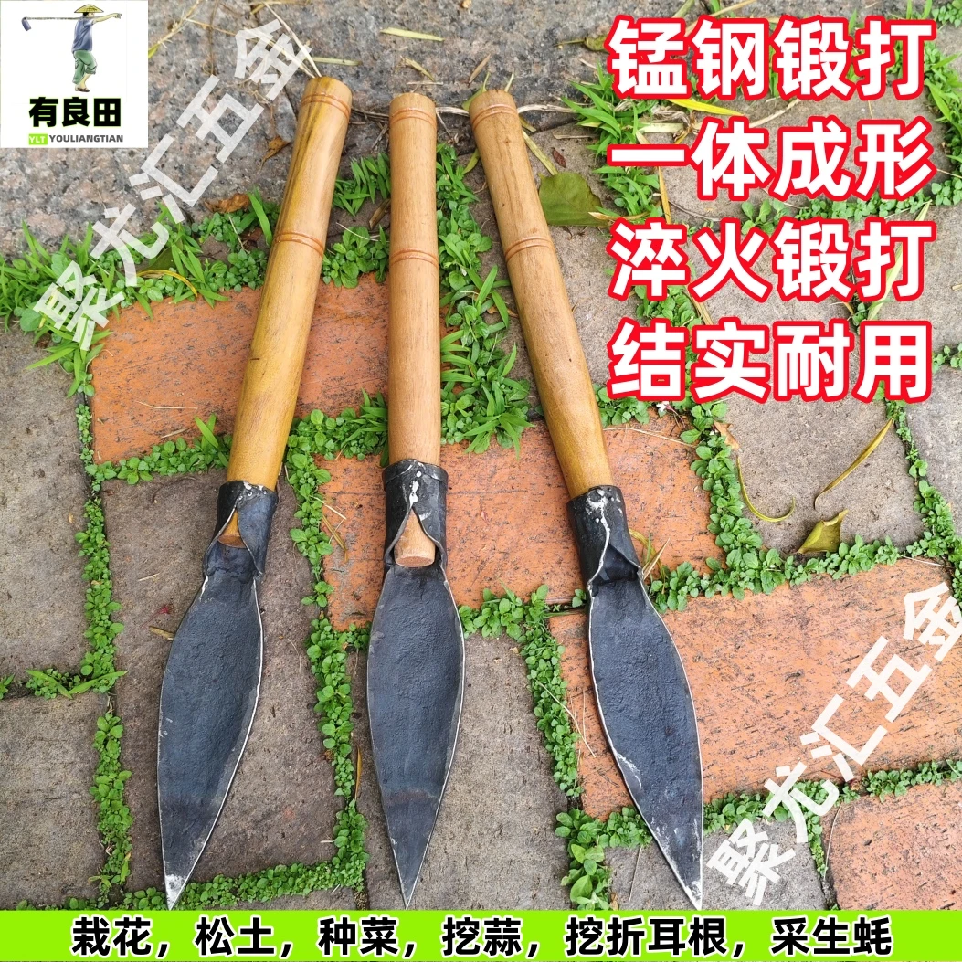 锻打柳叶铲子加厚锰钢种菜神器野菜种养种花挖土采药撬蚝户外工具