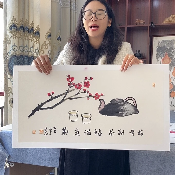 国画纯手绘国画写意作品34*68