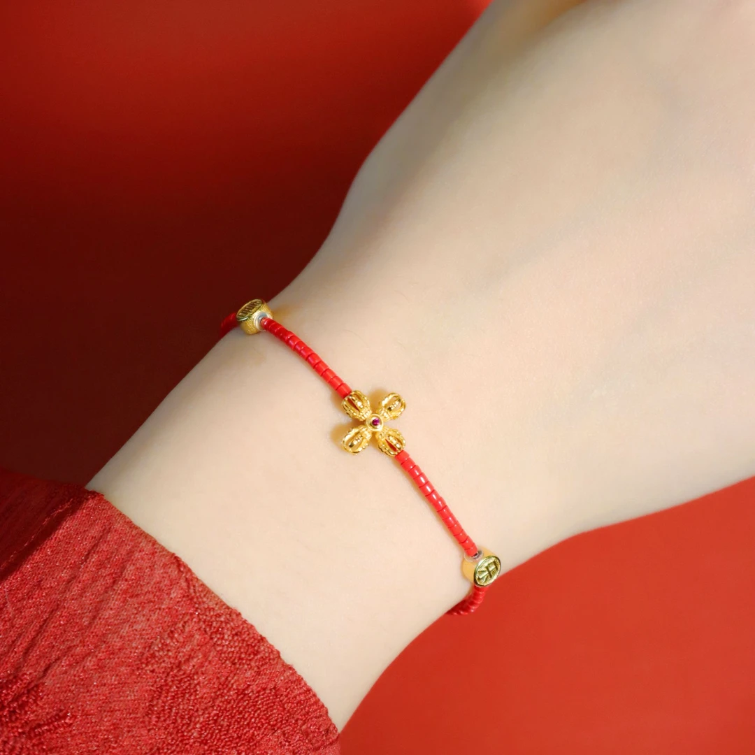 手链 2026年马年红琉璃18k手链新中式国风红色小众时尚饰品首饰