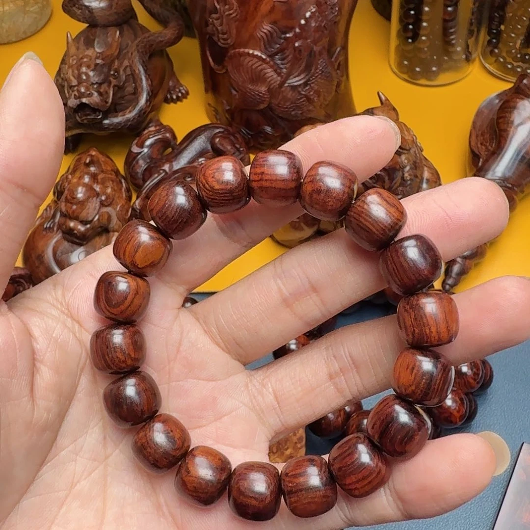 黄花梨/降香黄檀手串/手链海南黄花梨精工1112棕褐色油梨