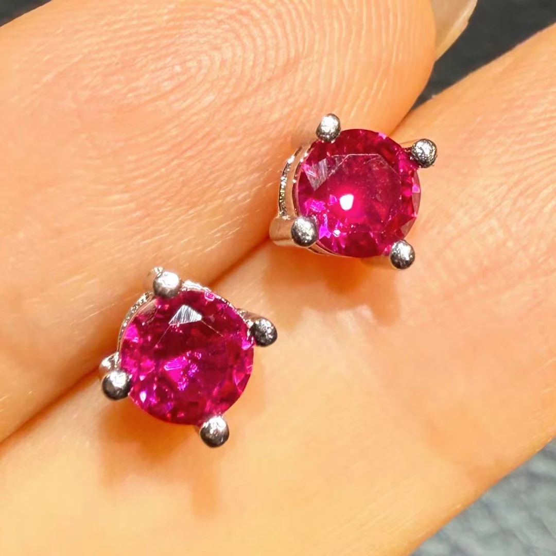 典藏轻奢-红宝石-高精切宝石耳钉YE-1359
