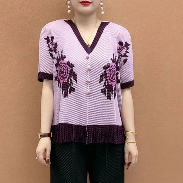 大码女士妈妈装设计感流苏撞色毛衣女宽松显瘦时尚洋气百搭针织衫