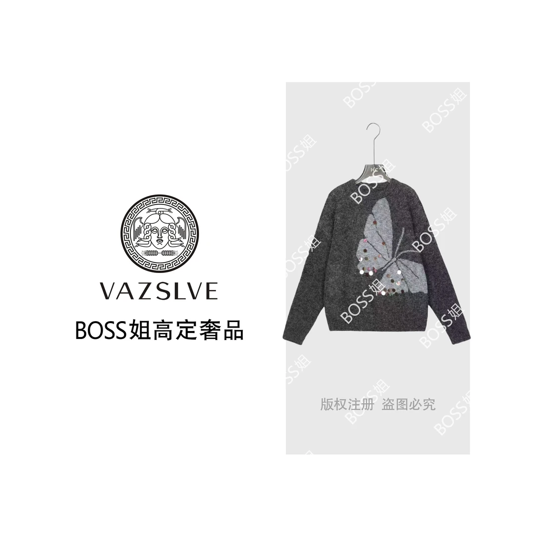 【VAZSLVE/全新奢品】捡漏花间蝶&设计师款慵懒风针织衫羊毛衫2667