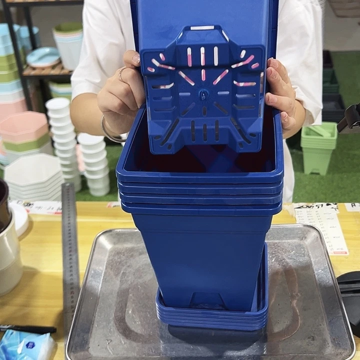 特价方盆口16高18蓝色带托5只
