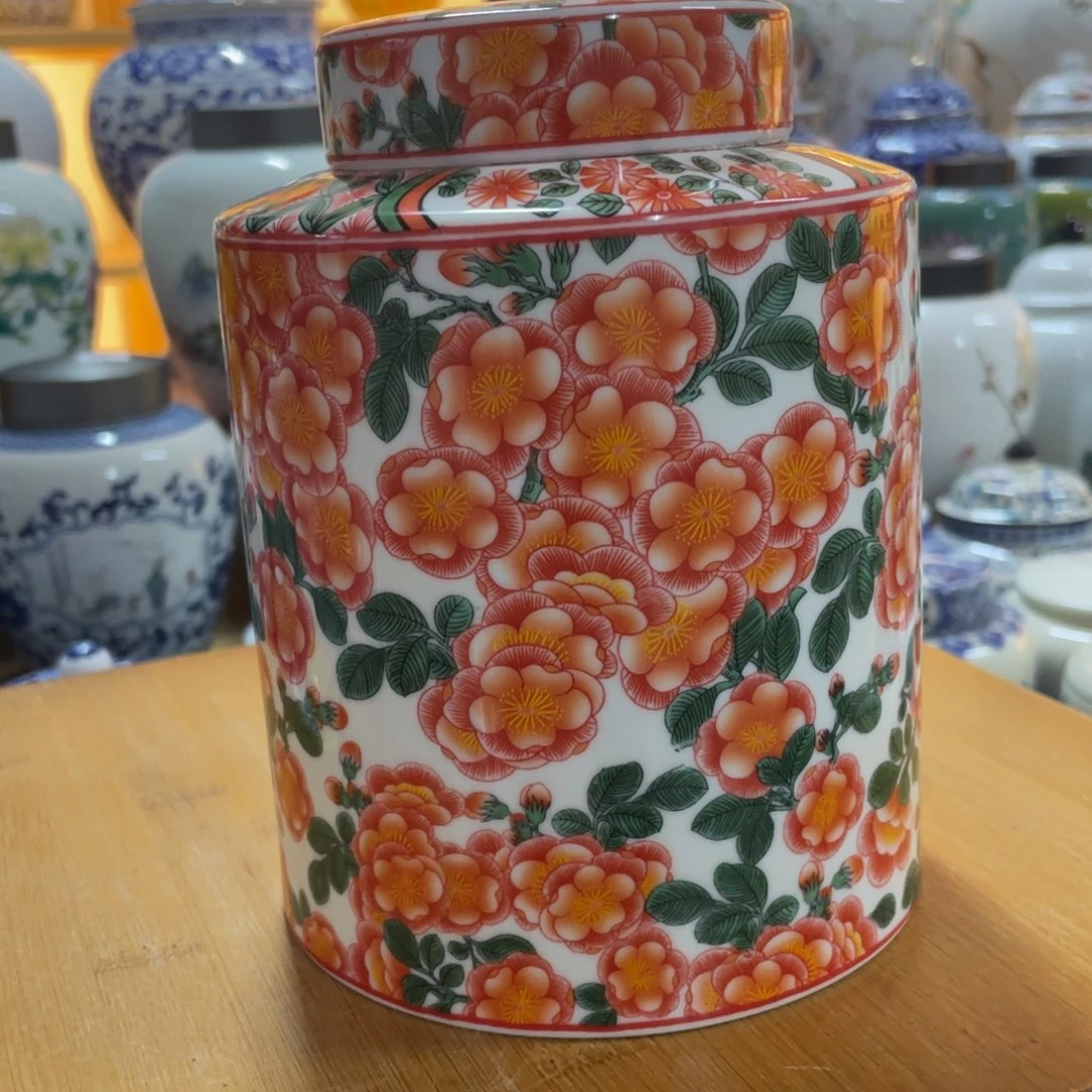 摆件瓷片茶叶罐密封罐