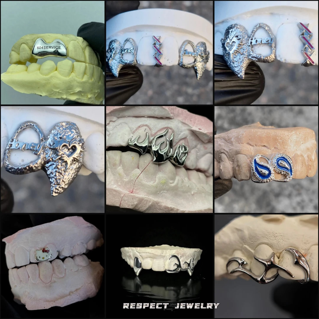 银莫桑石吊坠 私人订制钻牙套grillz设计款尖牙等定制咨询牙饰